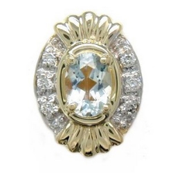 B735 14K AQUAMARINE DIAMOND SLIDE 